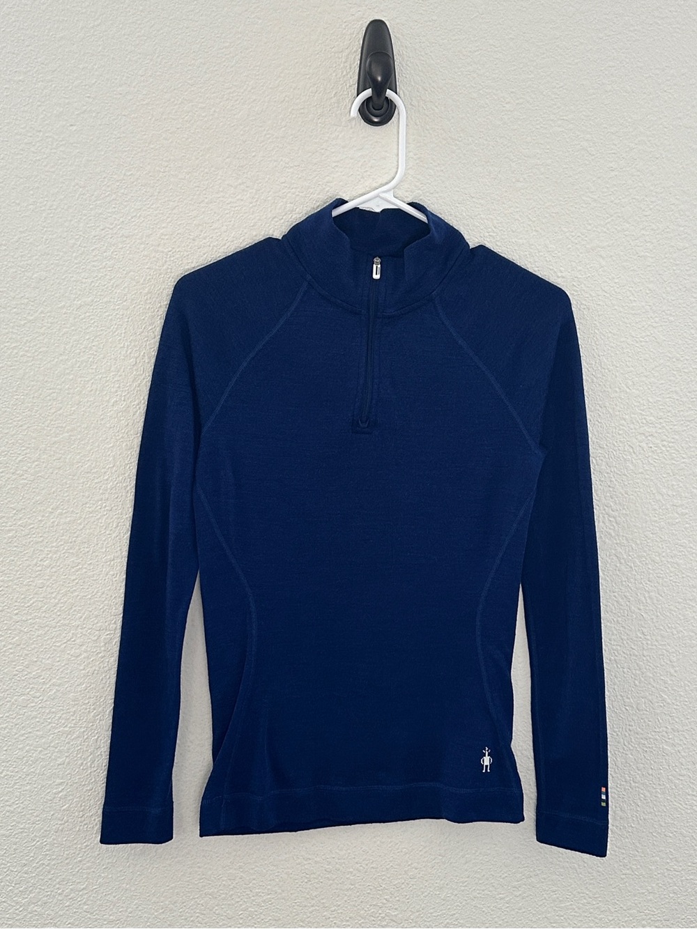 Smartwool Merino Wool 250 Quarter 1/4 Zip Women Size S Blue Base Layer Top